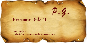Prommer Gál névjegykártya